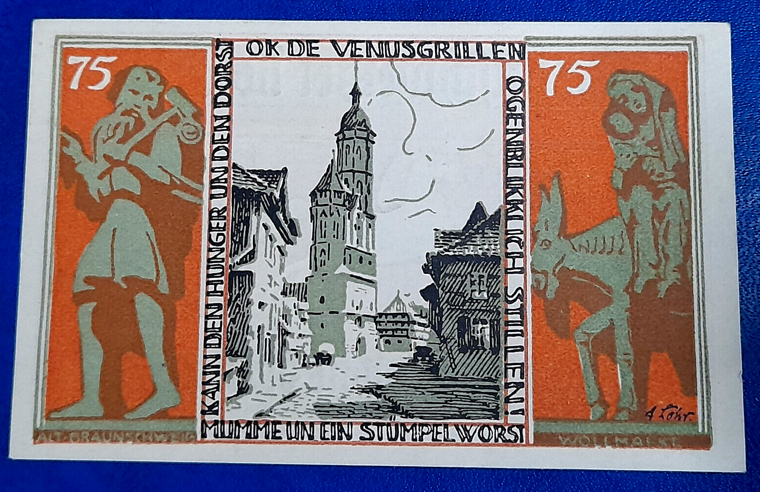 BRAUNSCHWEIG NOTGELD 75 PFENNIG 1921 EMERGENCY MONEY GERMANY BANKNOTE (32163)