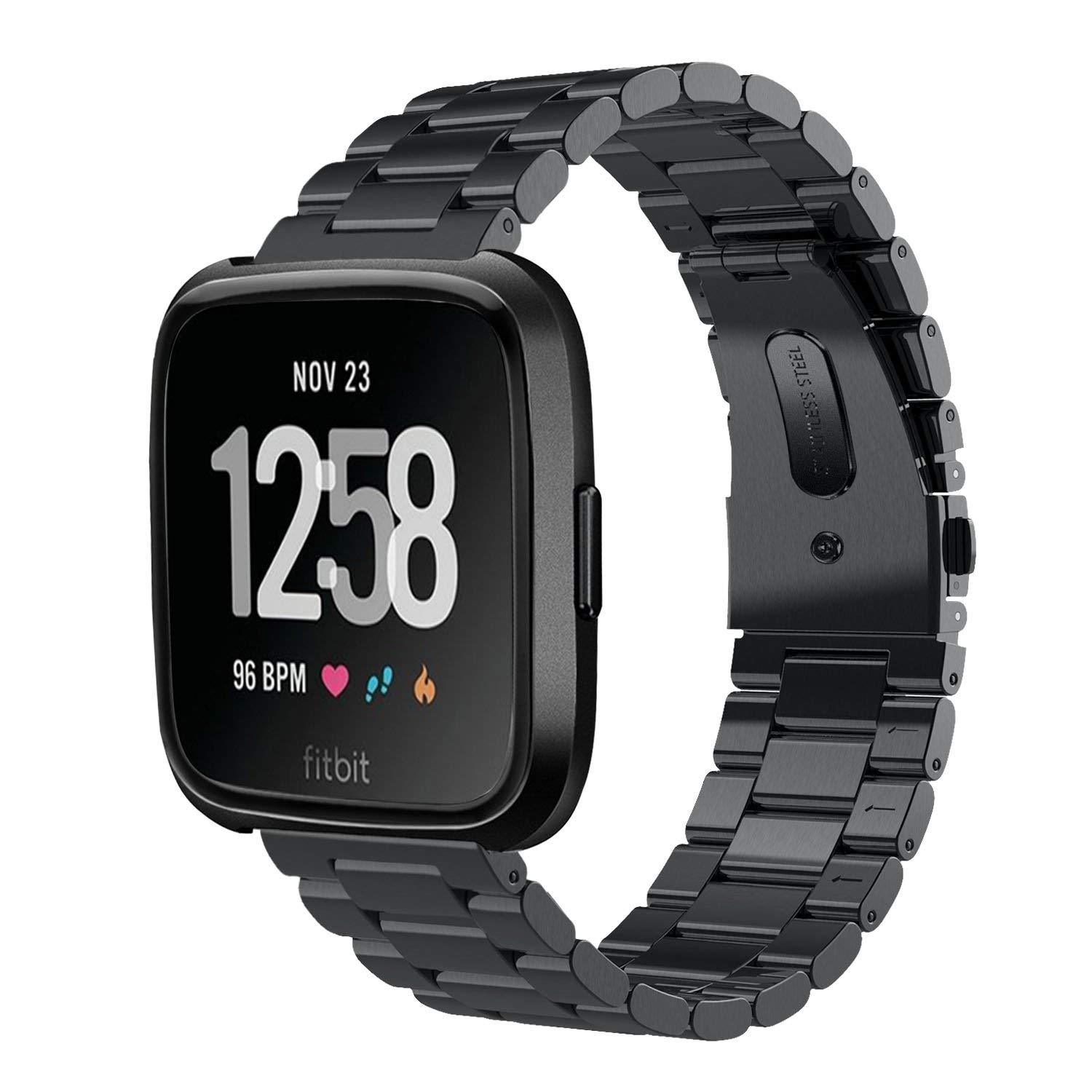 For Fitbit Versa Bracelet Band Black Stainless Steel Metal Wristbands Men/Women