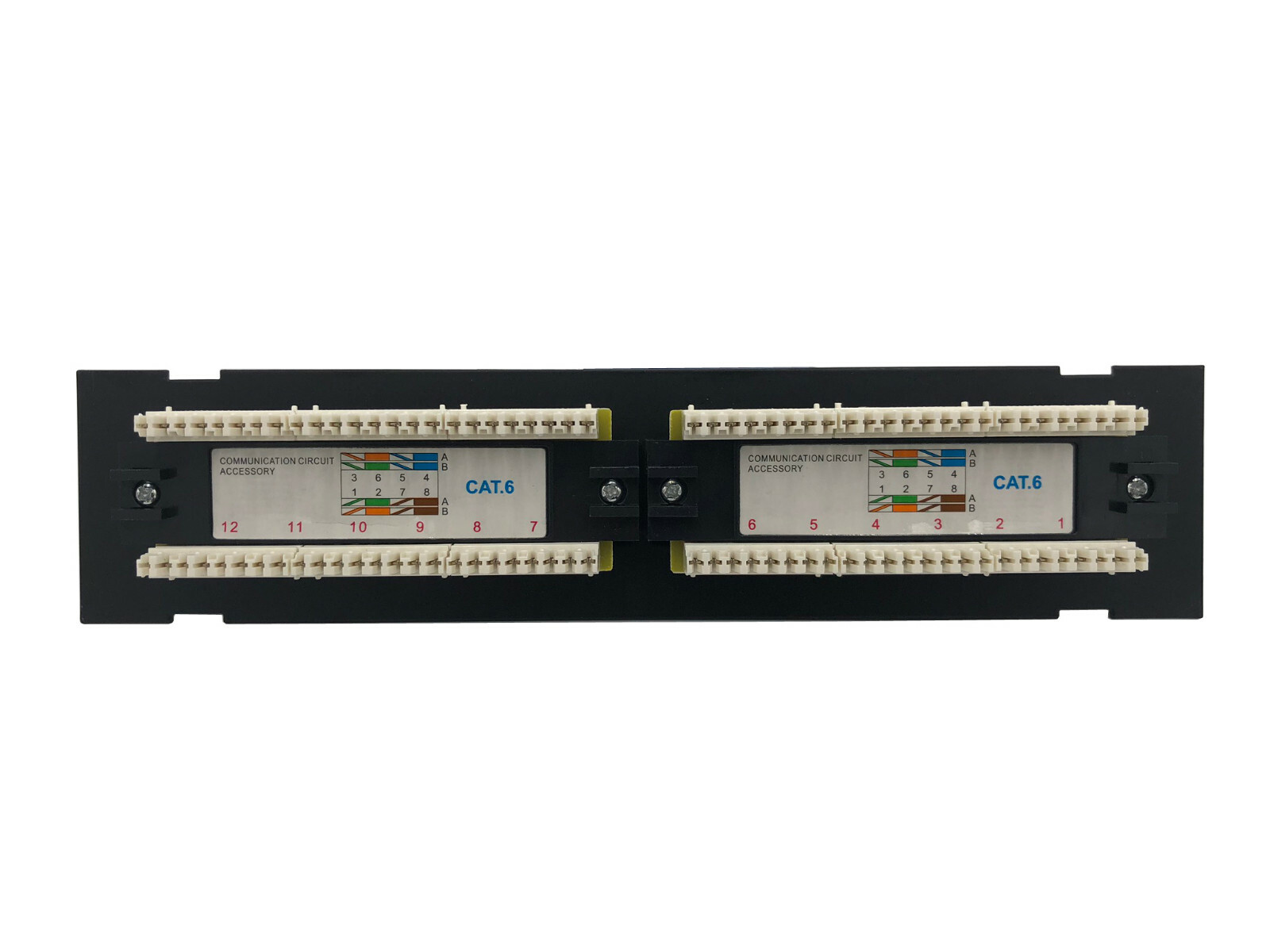 CNAweb 12 Port Vertical Cat6 110 RJ45 Network Patch Panel 568A 568B with Bracket
