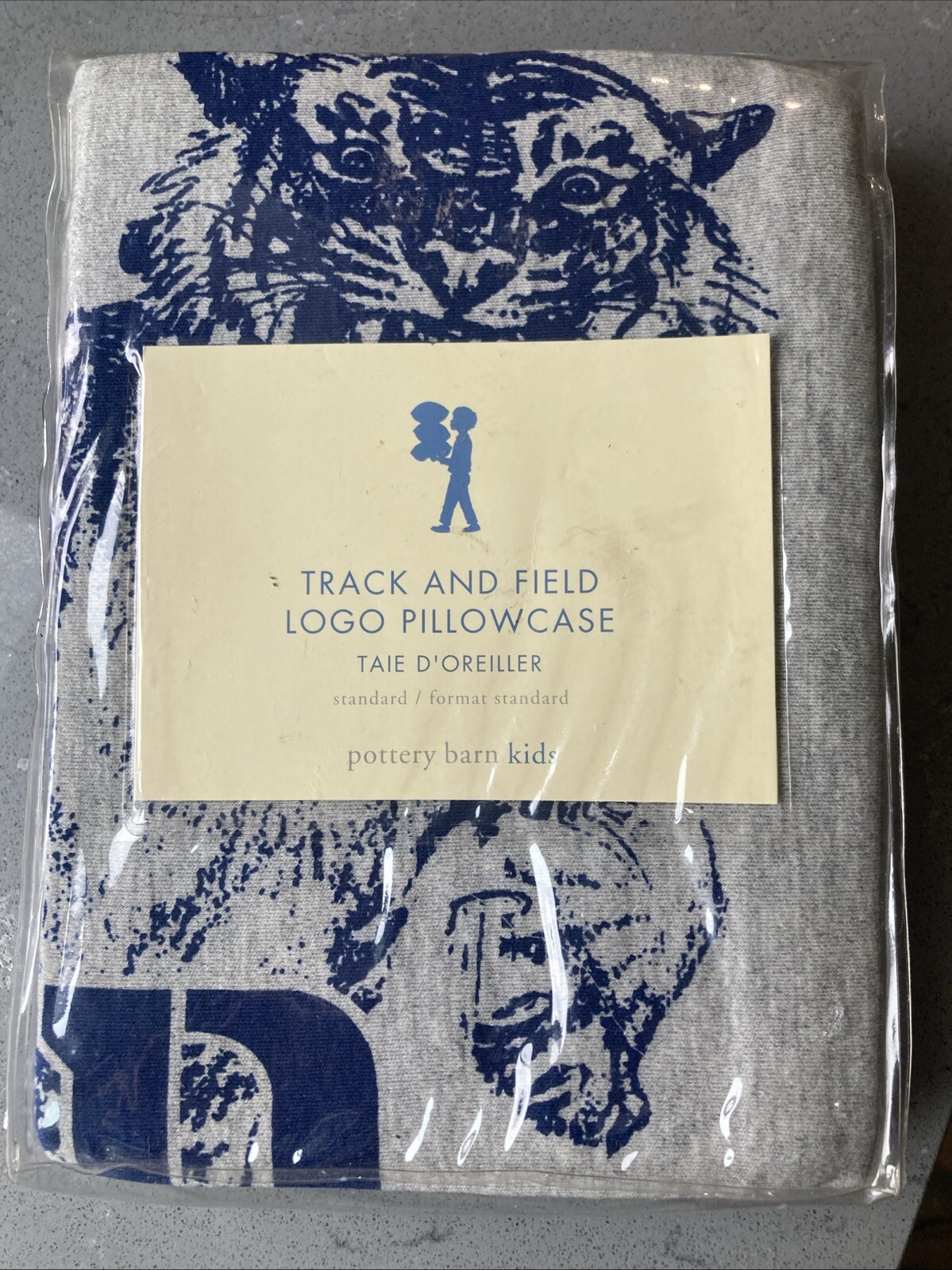 Pottery Barn Kids Track And Field Logo Pillowcase Standard Size NWT