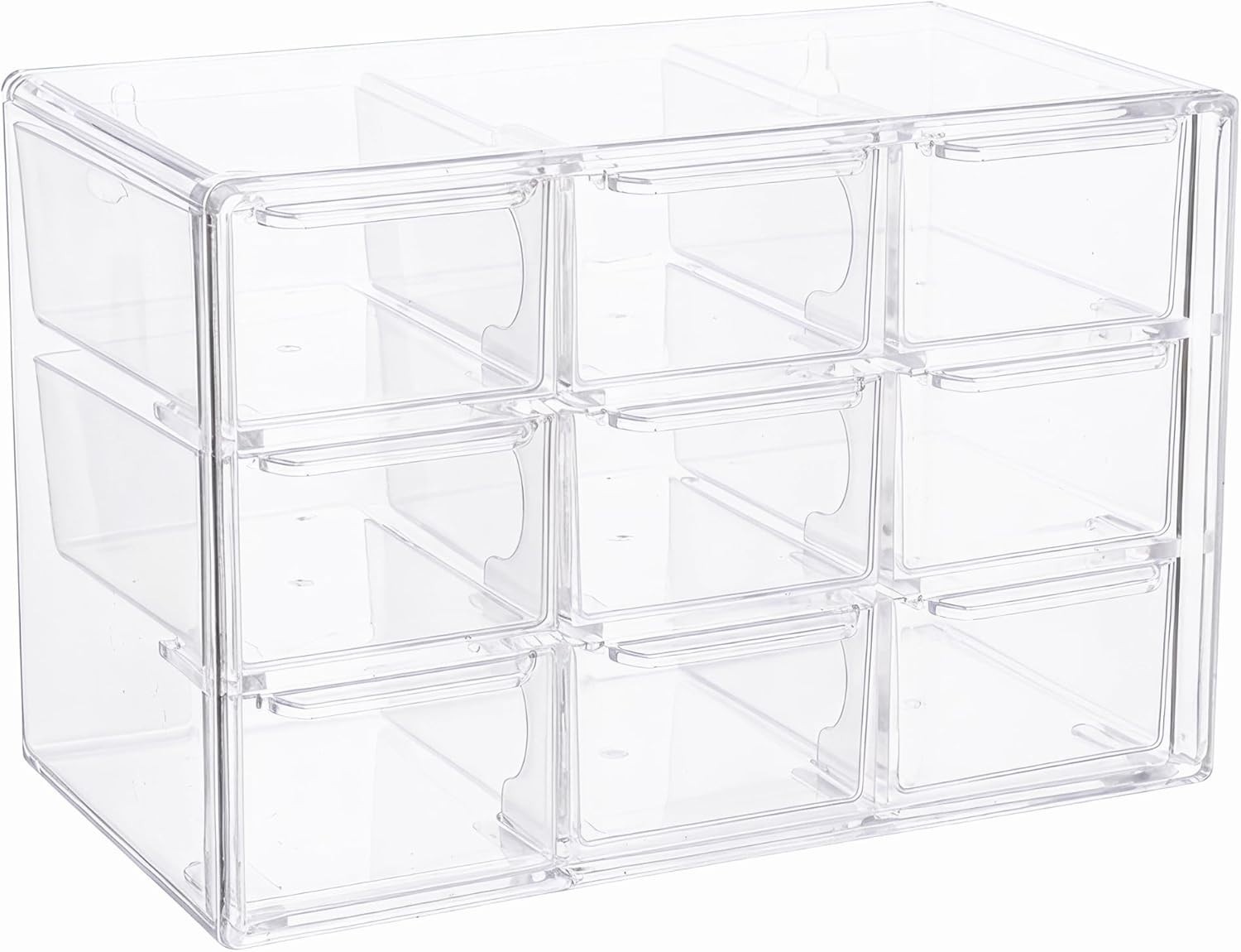 Elegant 9-Drawer Acrylic Desk Organizer - Dustproof & Stackable for Clutter-F...