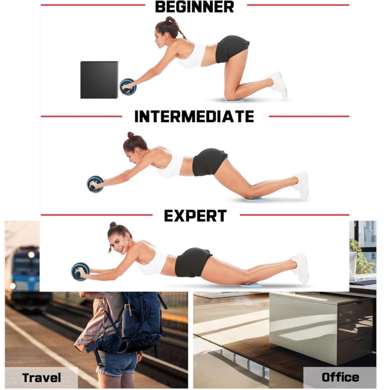 Ab Roller Wheel with Knee Mat for Core Strength Training and Home Workouts