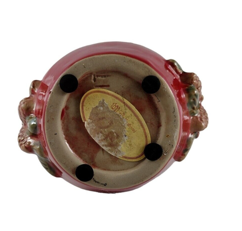 VTG Glazed Christmas Basket Pottery Trinket Candy Dish Stoneware Holiday Signed