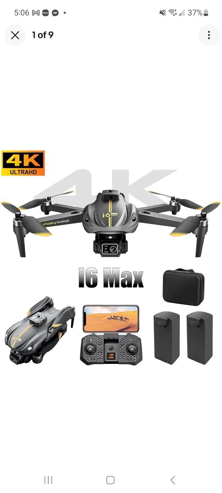 i6 Max RC Drone Dual Camera 4K HD Night Vision Obstacle Avoidance with 2 Battery