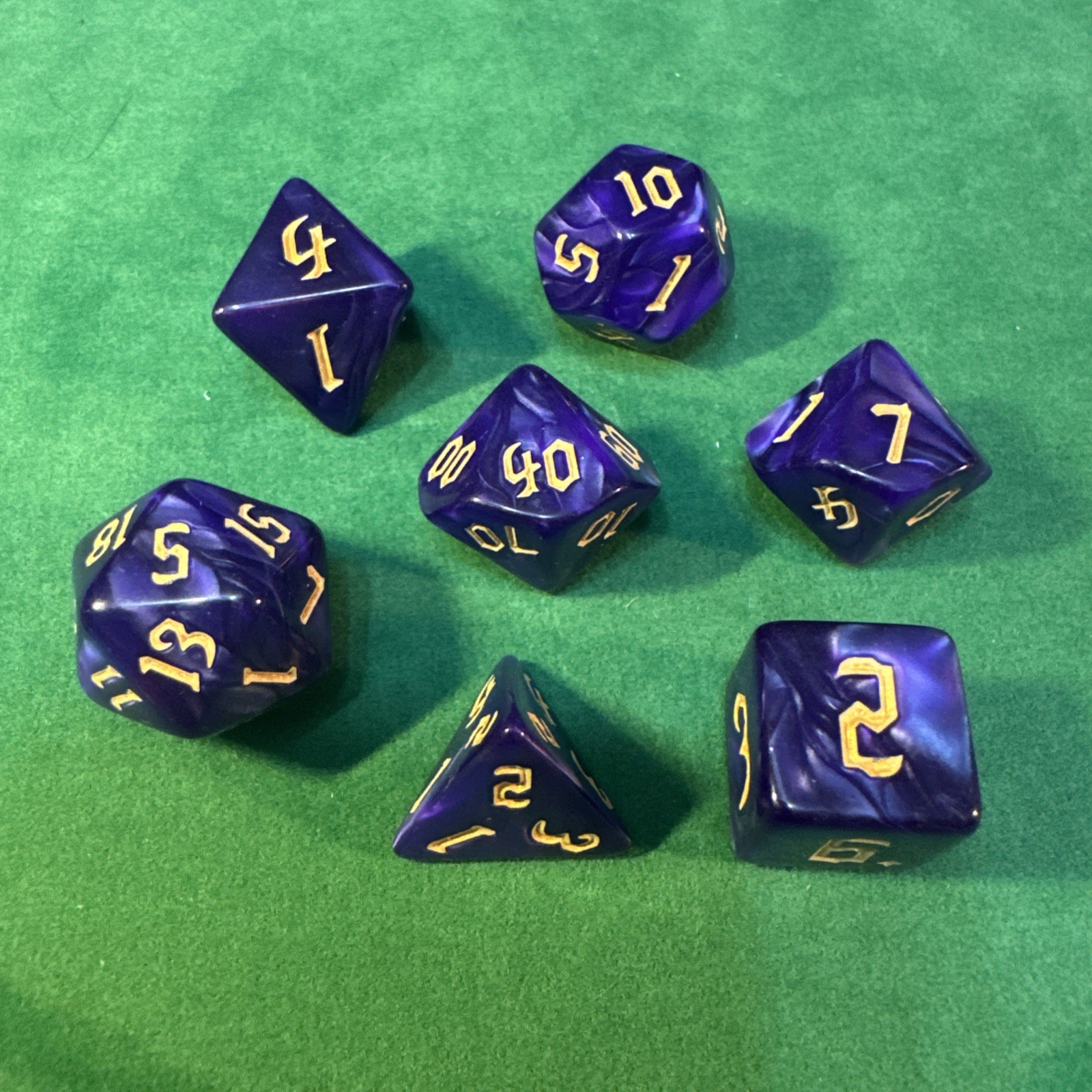 Purple Marbled 7-piece Acrylic Dice Set - RPG DND 22