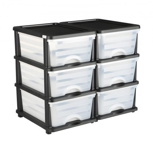Plastic Storage Drawers, 2 Pack Storage Organizer Drawer, 6 Drawers Closet Organ