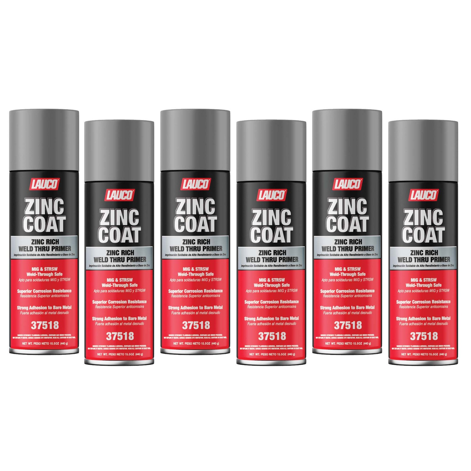 LAUCO Zinc Coat Weld-Thru Primer 15.5 oz, Pack of 6, Zinc Rich Spray for Welding