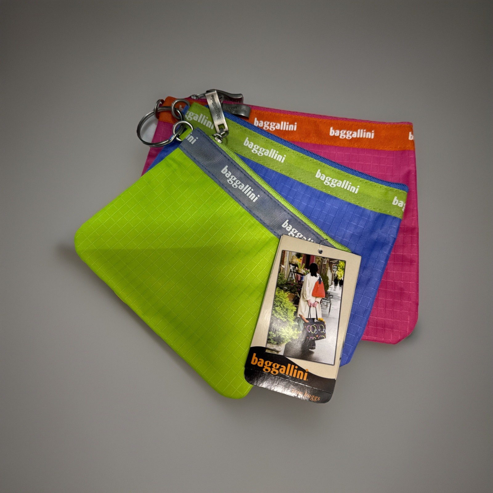 Baggallini Trio Baggs 3 Zippered Pouches 5.75”  X 4.5”, 7 “ X 5”, 8” X 6”