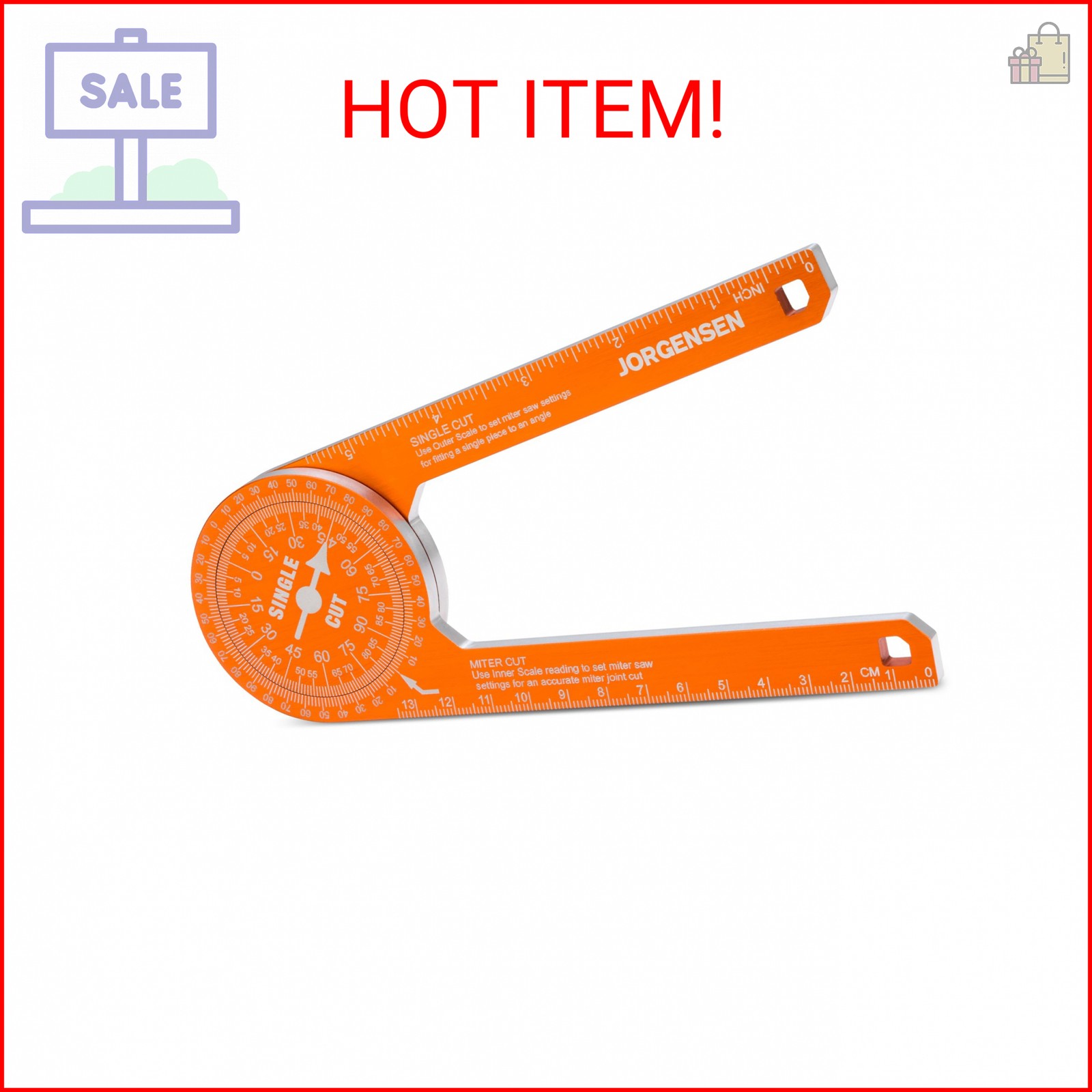 Jorgensen Miter Saw Protractor 7 Inch Aluminum Protractor Angle Finder with Prec