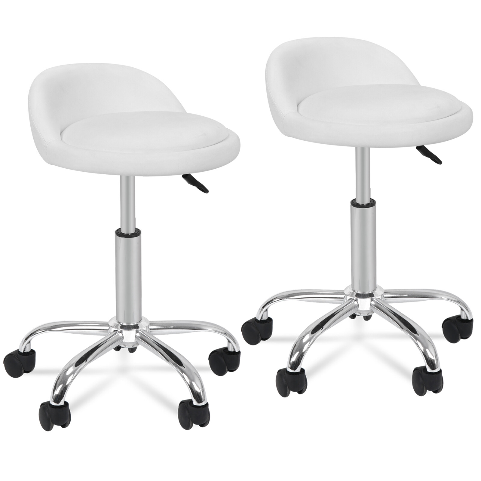 2X Salon Stools w/Back Rest Saddle Hydraulic Adjustable Spa Rolling Medical