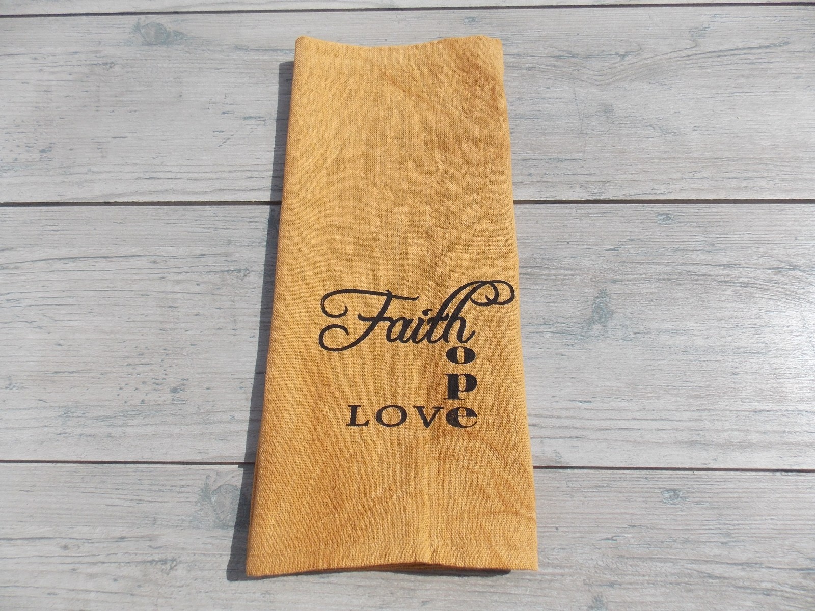 Country Farmhouse Style Hand Towel  "Faith Hope Love" 18in x 28in