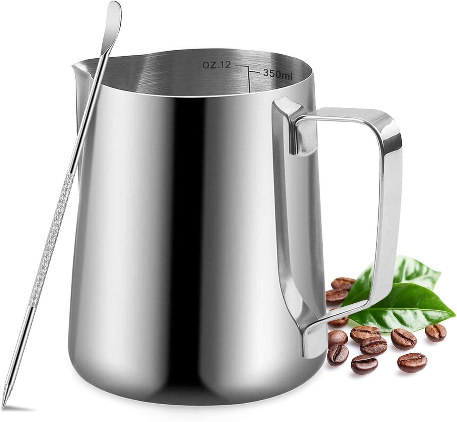 Milk Frothing Pitcher 350ml/12oz Milk Frother Cup Stainless Steel Jug Steaming