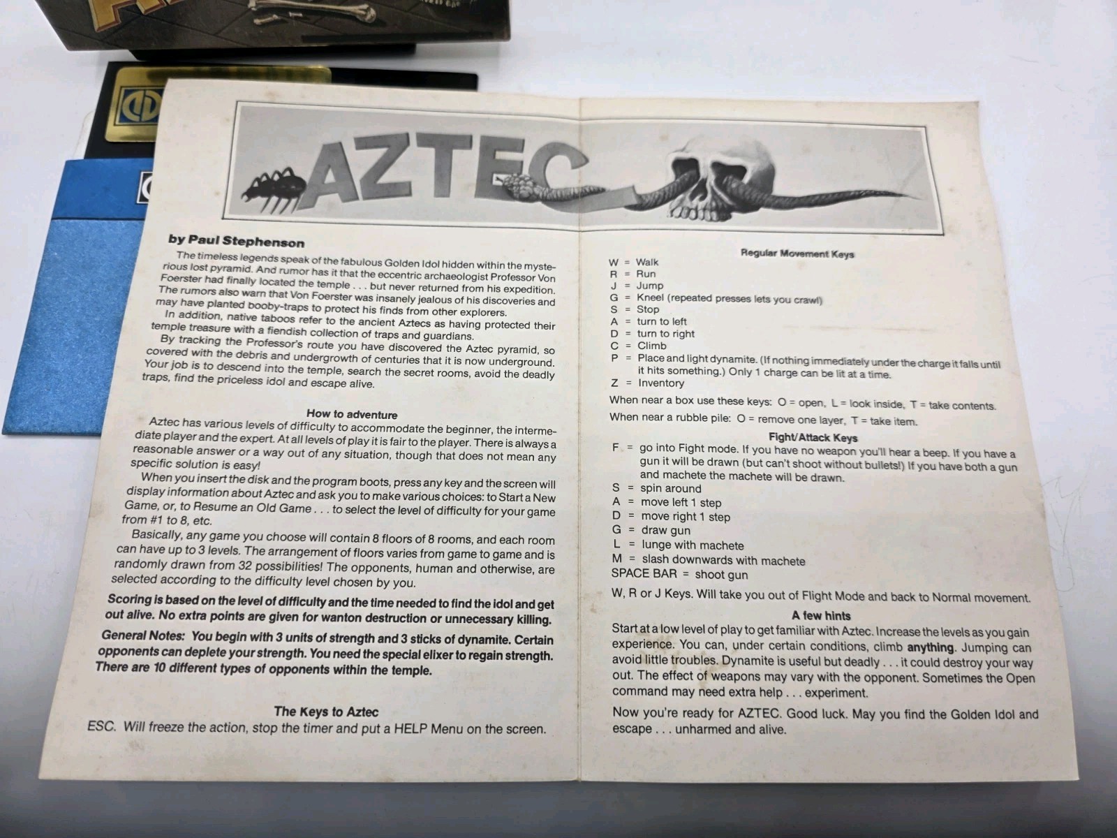 1982 Aztec (Adventure) Commodore 64 Diskette Datamost & Paul Stephenson Rare Cib