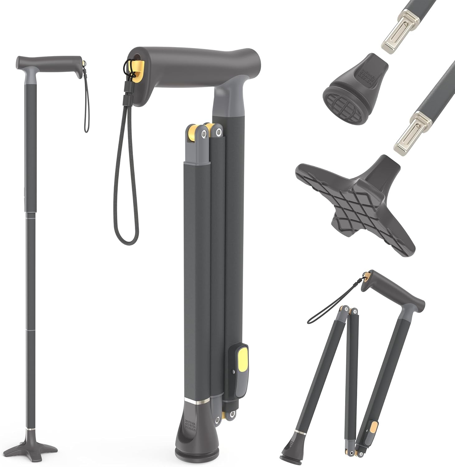 Michael Graves Quick Fold Walking Cane for Men and Women - Foldable Walking Stic