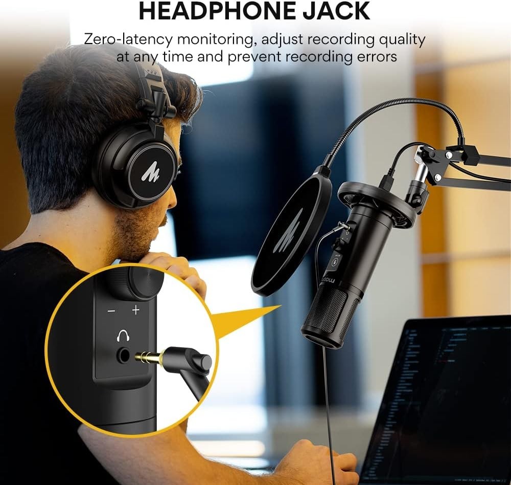 USB Microphone for PC, Professional Computer Condenser Mic with Mute, Mic Gai...