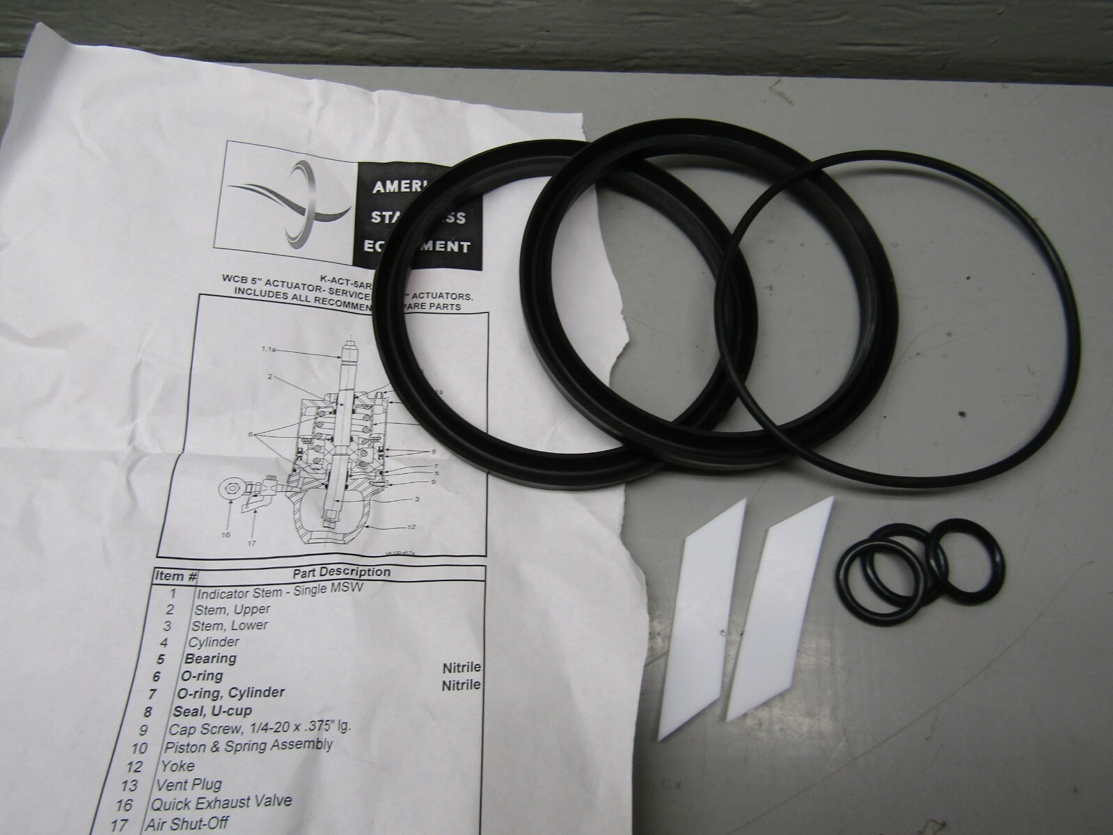 American Stainless Equipment K-ACT-5AR/AL Waukesha Actuator Kit All 5" Actuators