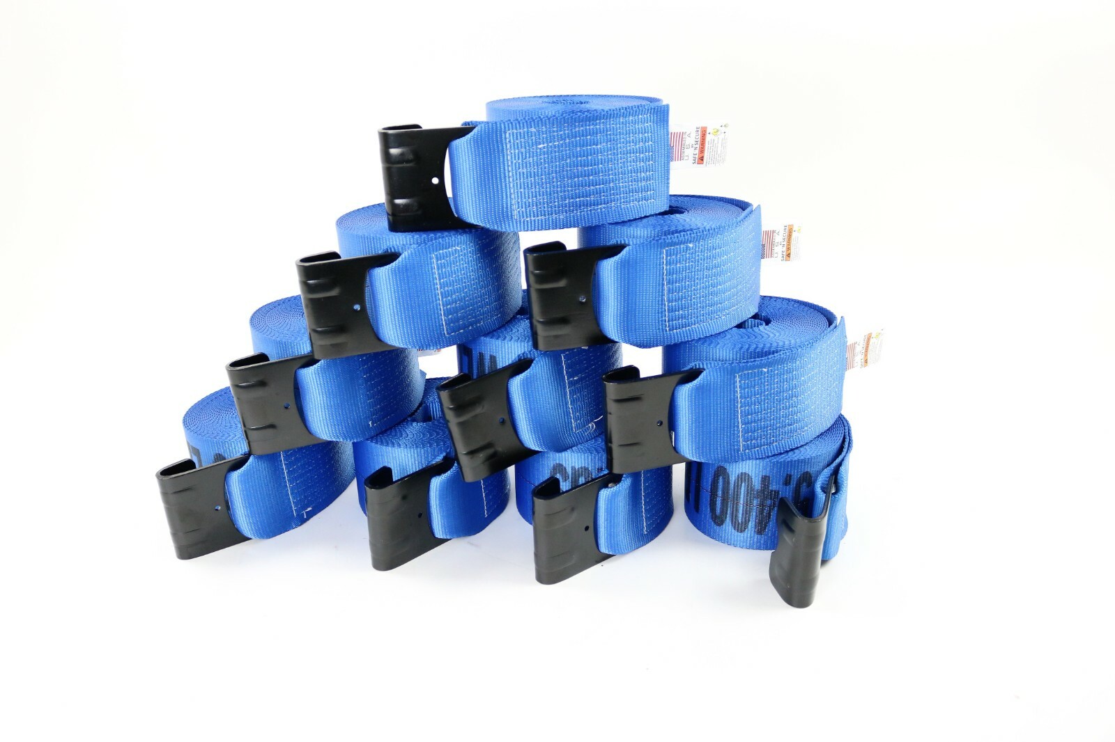 10 Pack  4" x 30' Winch Strap with Flat Hook - 5400 lbs WLL Flatbed Tie Down
