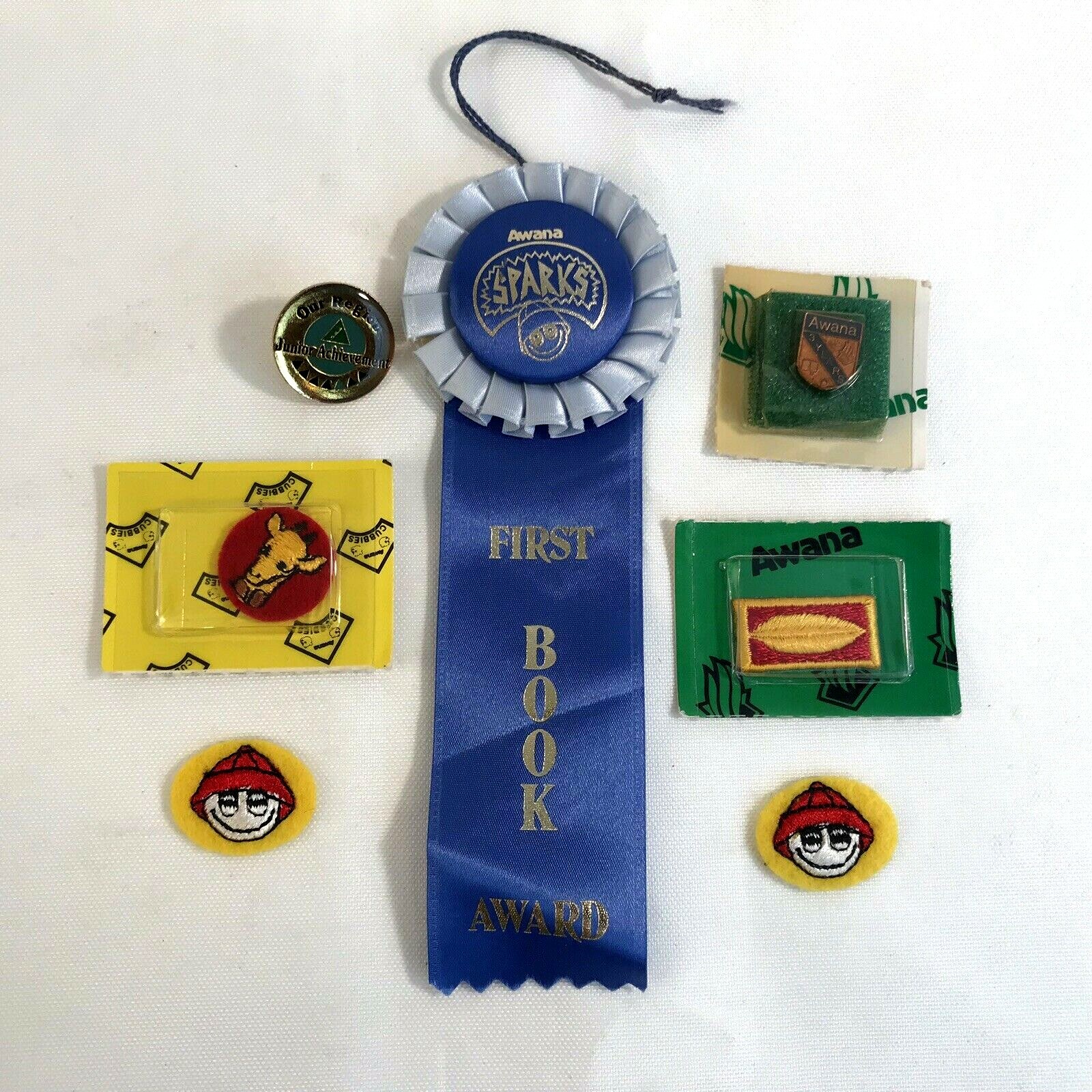 Vintage Awana Sparks Award Ribbon, Patches, & Pins (HD9)