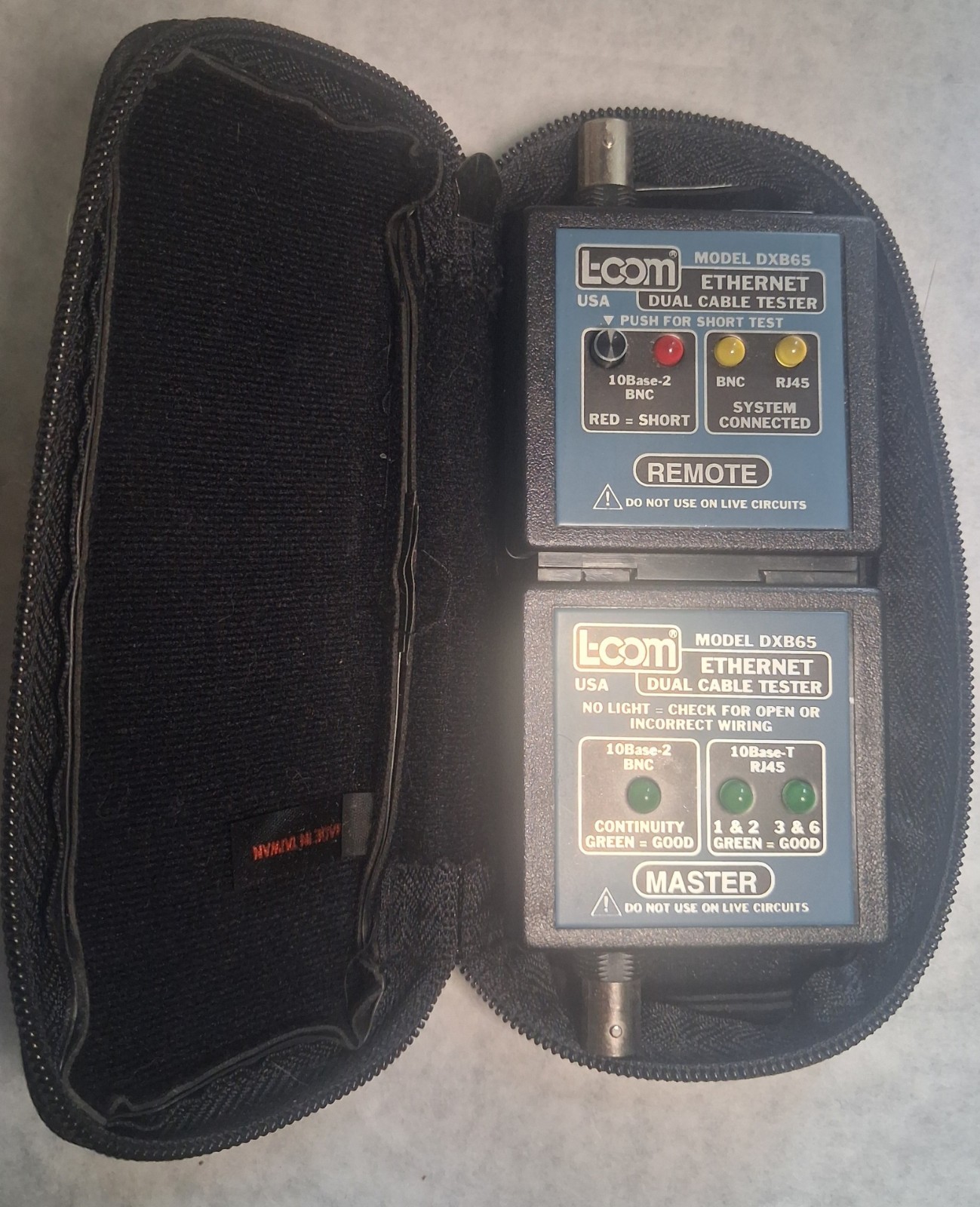 Vintage L-COM Model DXB65 Coax Ethernet Dual Cable Tester