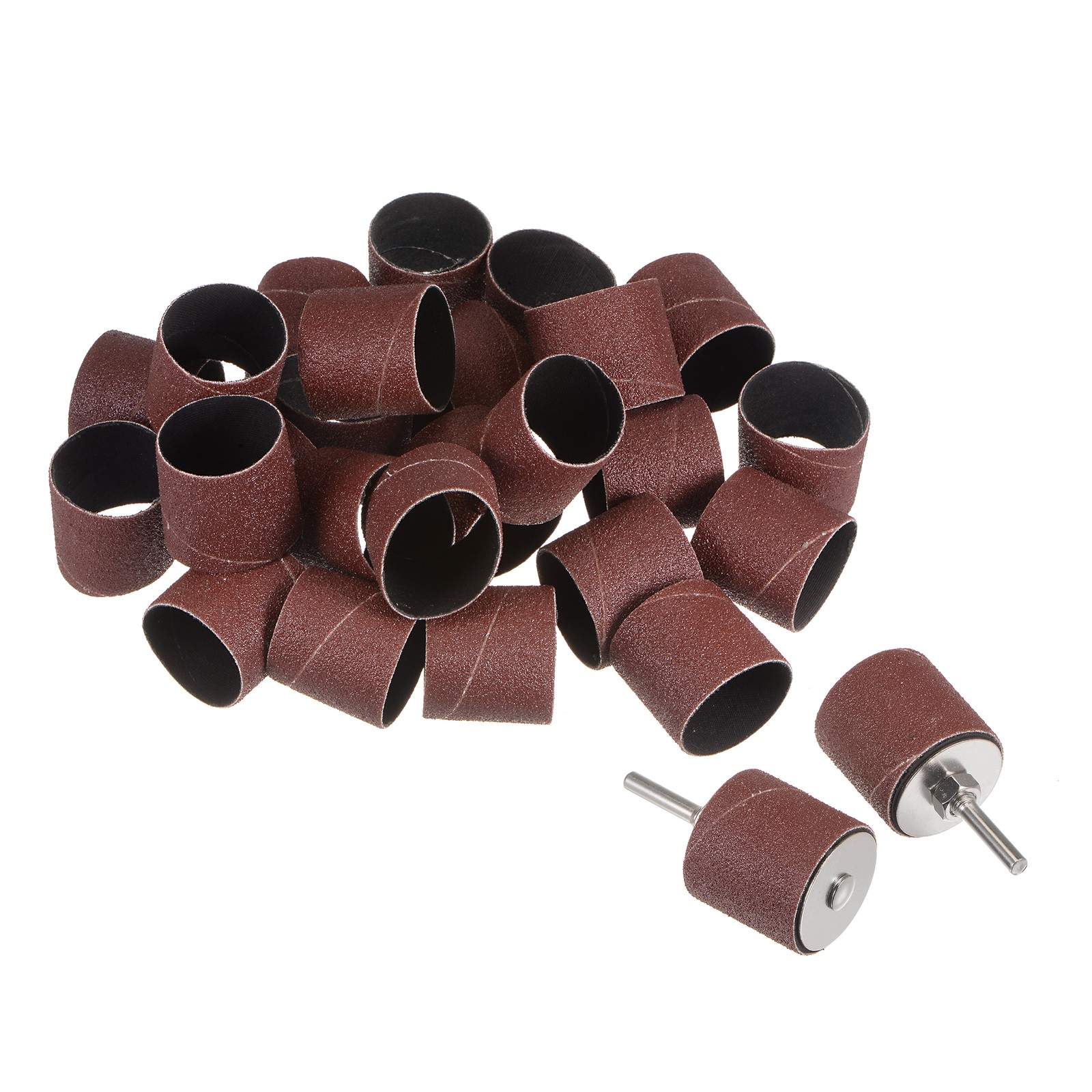 30 Pcs 1-1/2 Inch Sanding Sleeves Set 80 Grit with 2 Pcs 6mm Mandrels
