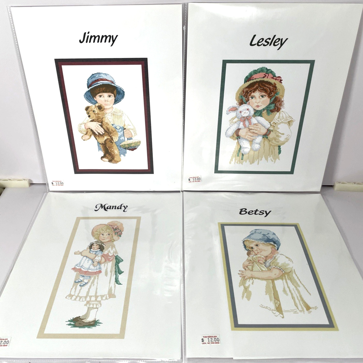 Lot of 4 Various Cross-Stitch 4 Children w/ Toys Designs Patterns New Unbranded
