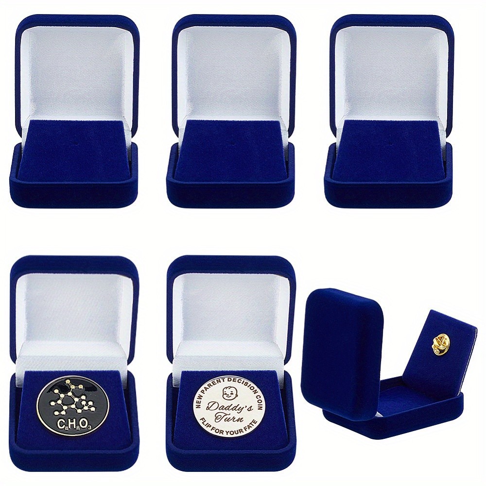 6pcs Velvet Badge Storage boxes Square Midnight Blue 5.8x5.3x2.45cm Jewelry