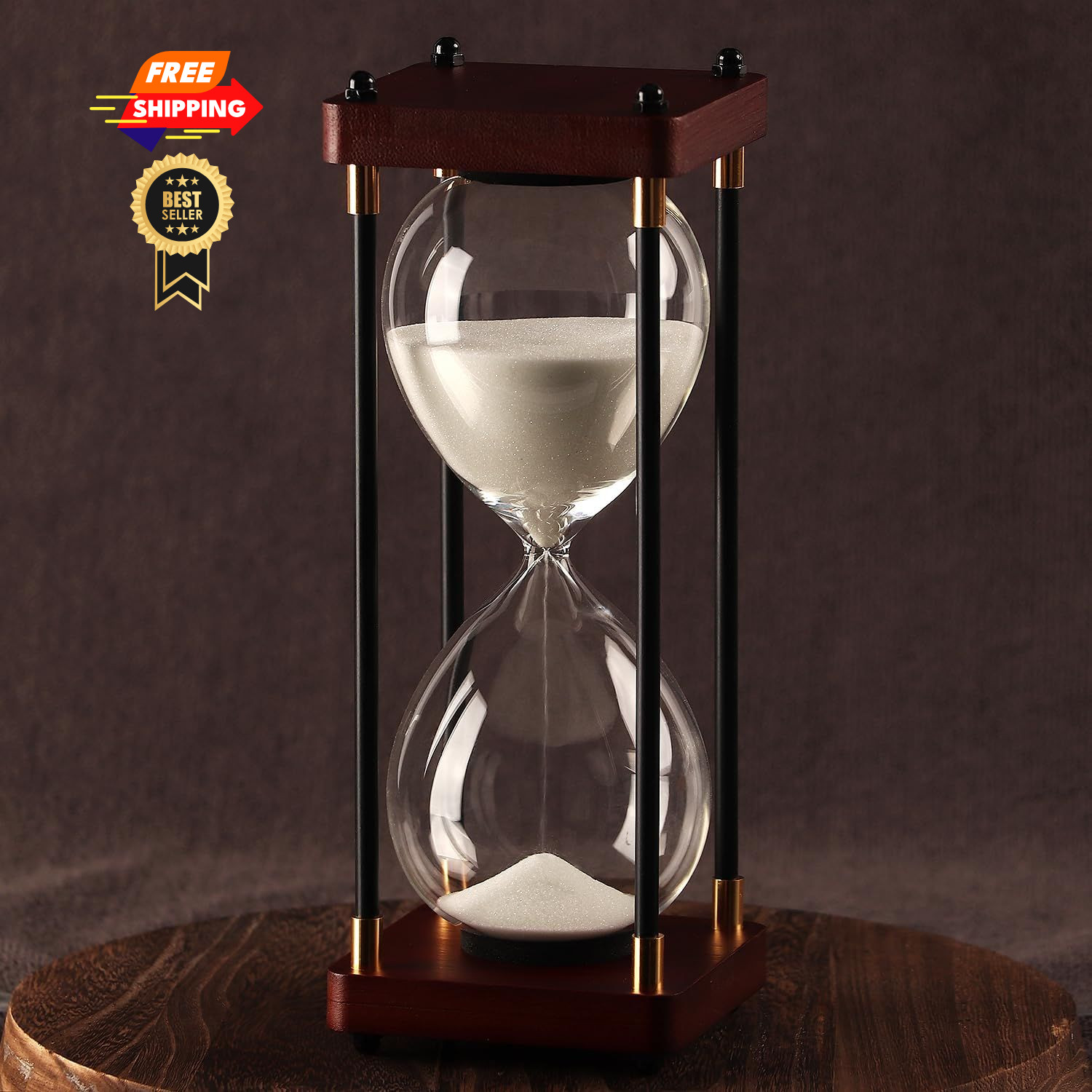 60 Minutes Sand Hourglass Timer, Vintage Clock 60 Large, White
