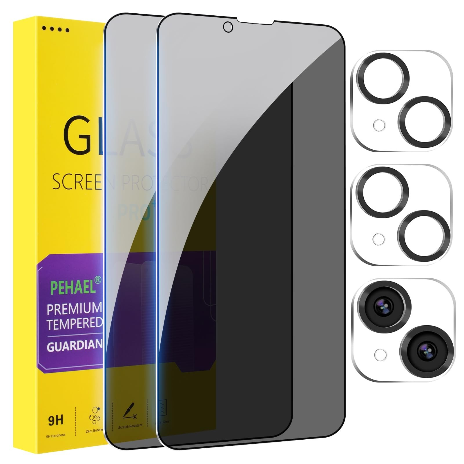 PEHAEL 2+2 Pack for iPhone 14 Plus Privacy Screen 14 6.7 inch, Black