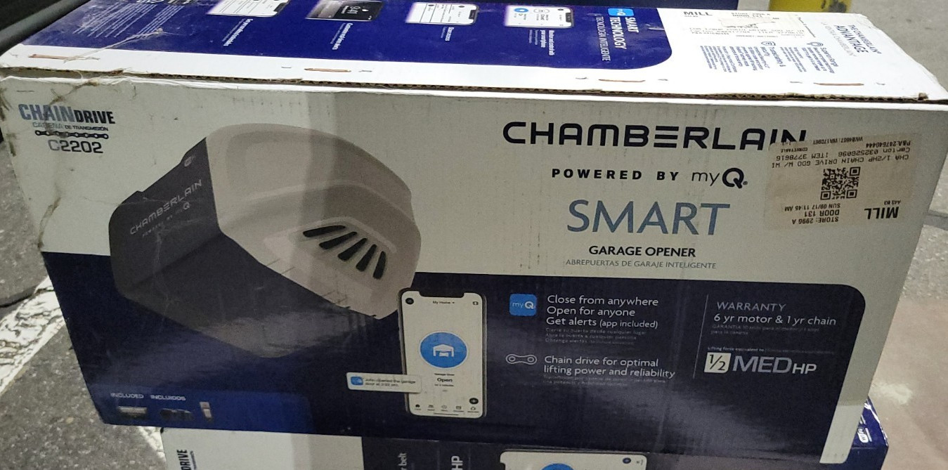 Chamberlain C2202T MYQ Smart Garage Door Opener, Chain Drive 1/2-HP Motor. Wi-Fi