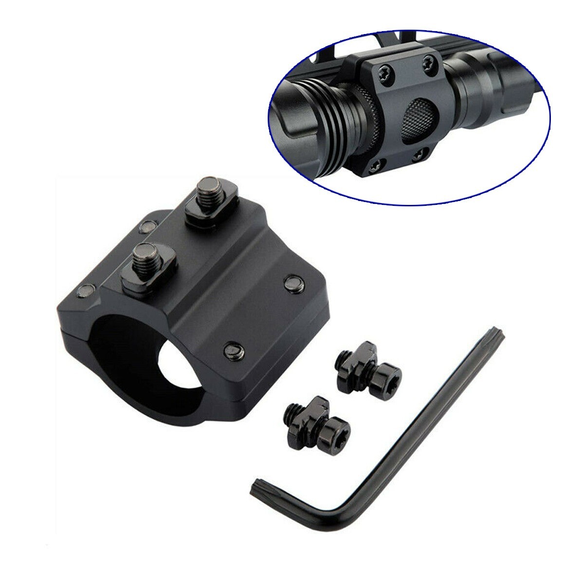 New M-LOK Offset Light Mount 1" Ring Mount for Flashlight Scope Accessories
