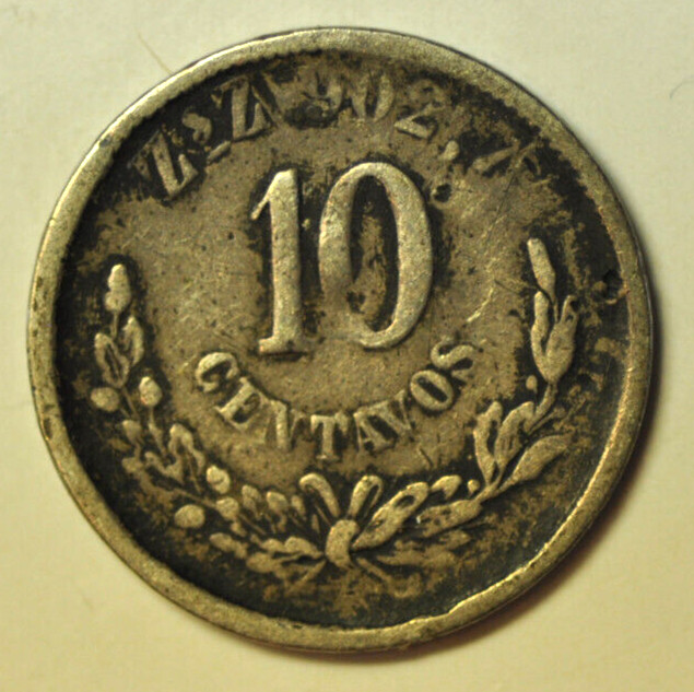 mw20463 Mexico; Silver 10 Centavos 1892 Zs Z  Zacatecas  KM#403.10