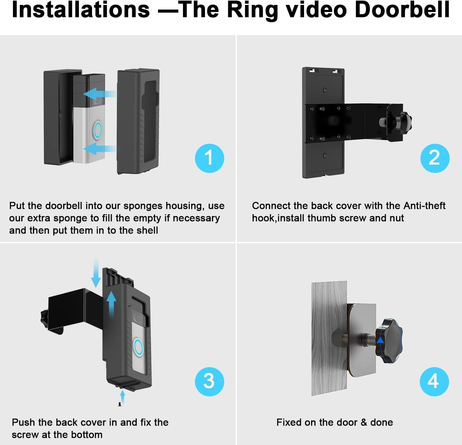 Anti-Theft Adjustable Video Doorbell Mount Compatible with Ring/Blink