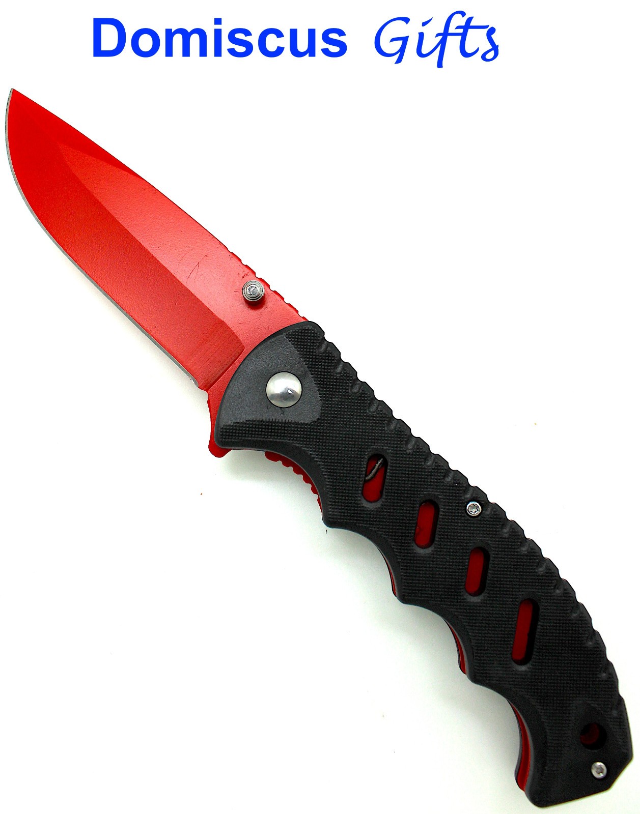 8 1/2" NEW! RED Black DROP POINT POCKET Folding KNIFE Knives Spring Assisted