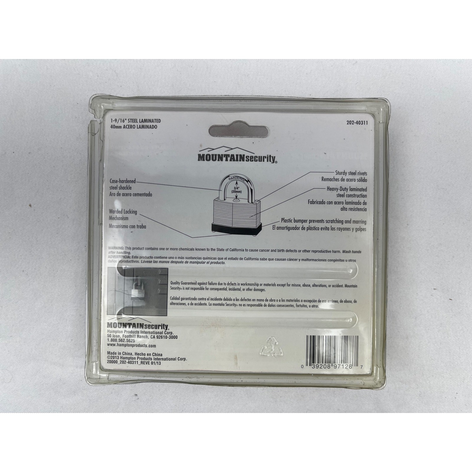 Mountain Security 40mm Laminated Steel Padlock 3 Pack Silver Hardened Shackle