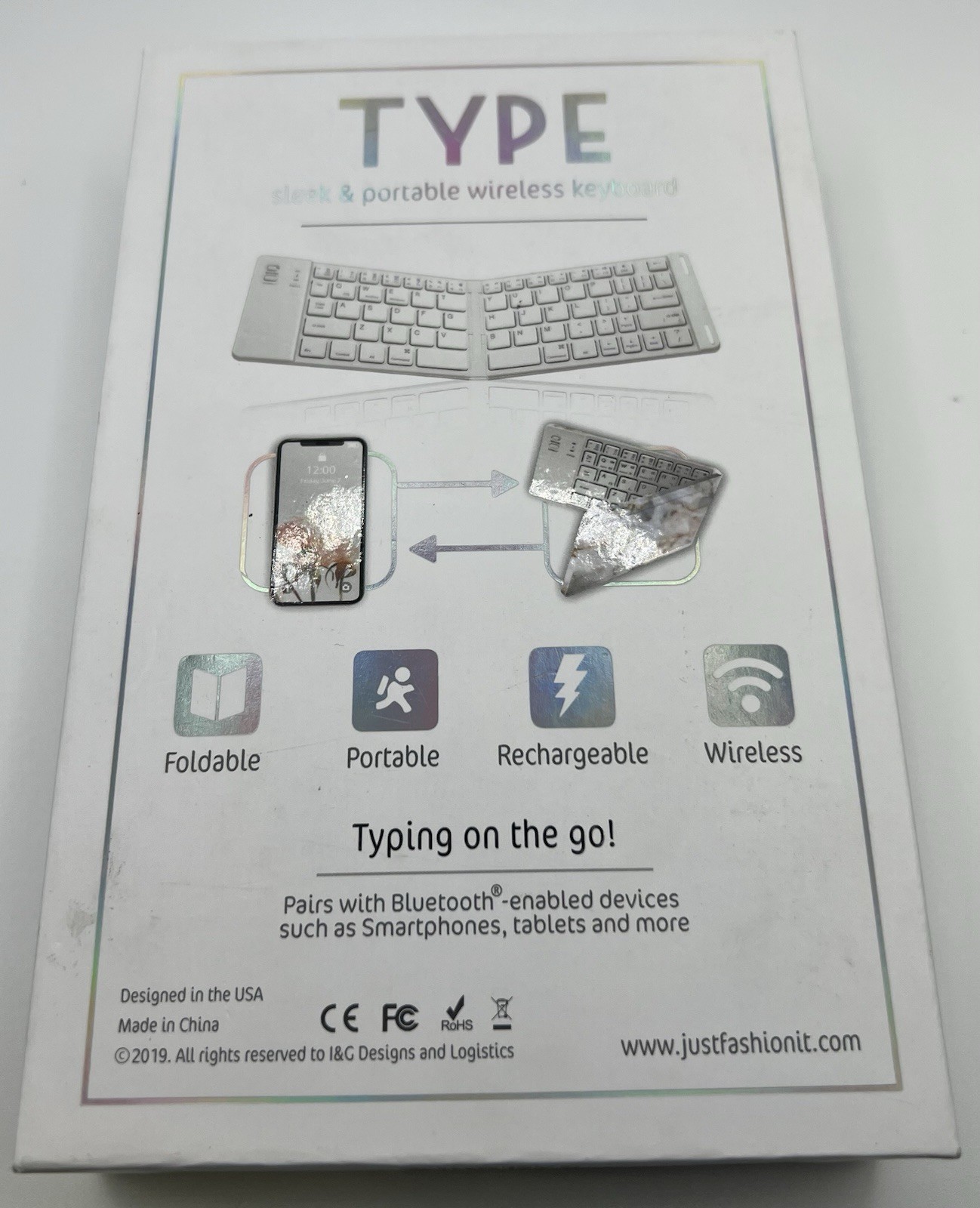 Fashionit Sleek Foldable Portable Wireless Bluetooth Keyboard