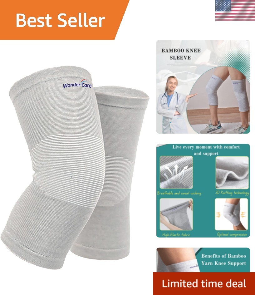 2-Pack Bamboo Knee Compression Sleeve for Men and Women, Compression Knee Sle...