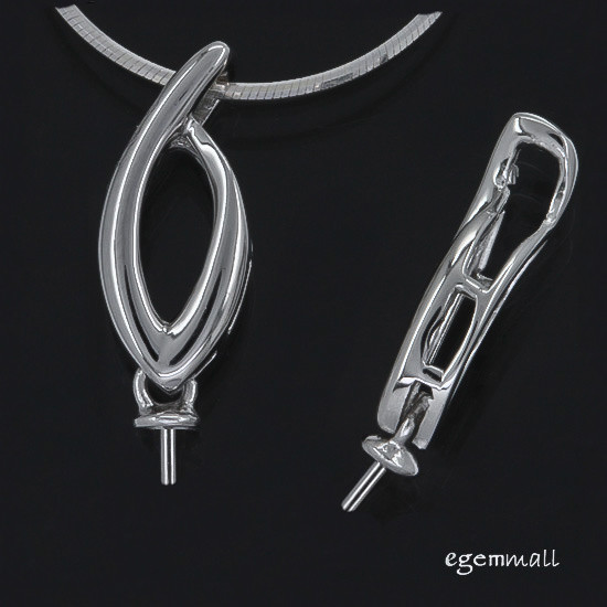 1PC Rhodium Plated Sterling Silver Pendant Bail Pearl Cup Pin Connector #97024