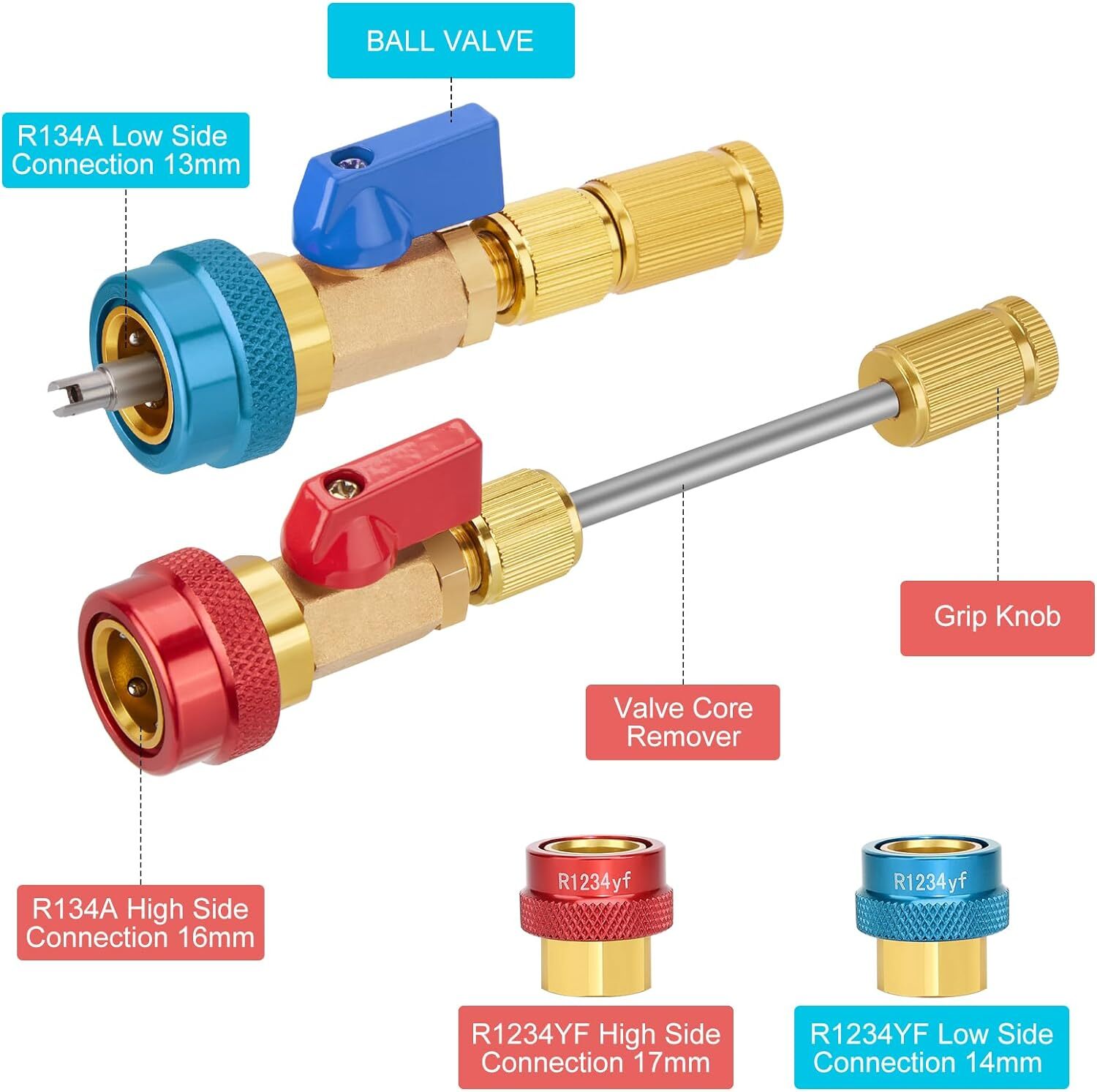 US-FREESHIP Valve Core Quick Remover Installer Tool Set, High Low Pressure