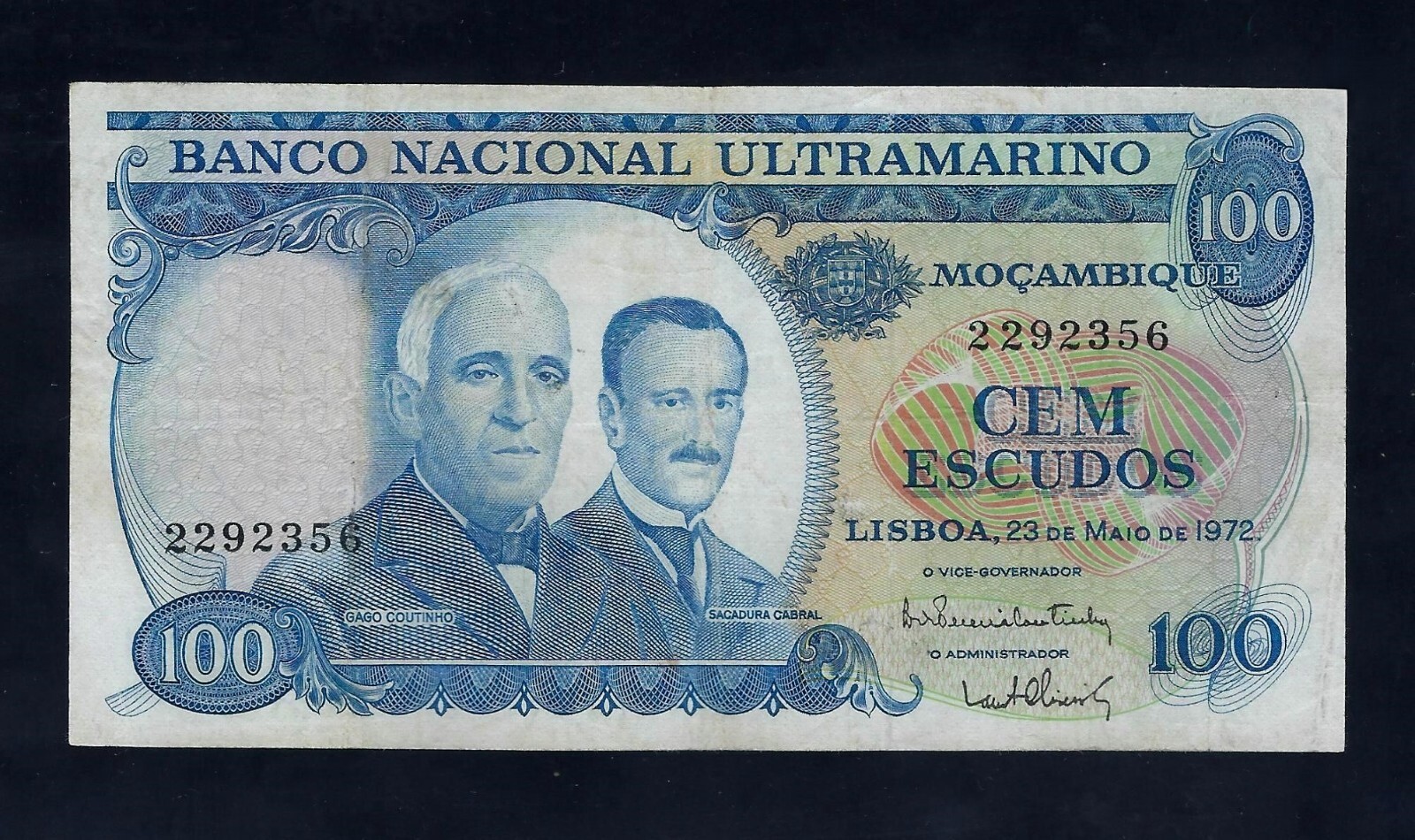 Portugal Mozambique 100 Escudos 1972 P-113 VF