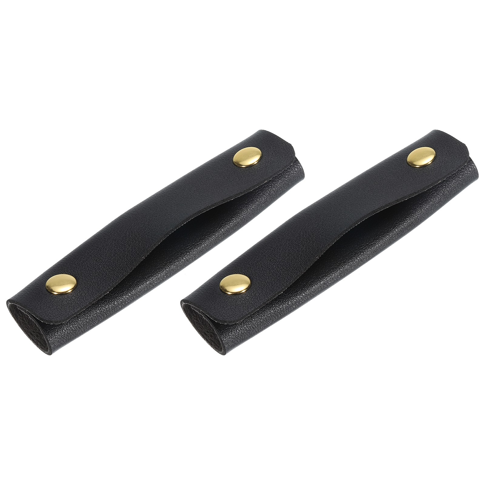 2Pcs PU Leather Luggage Handbag Handle Wrap Covers (Black)