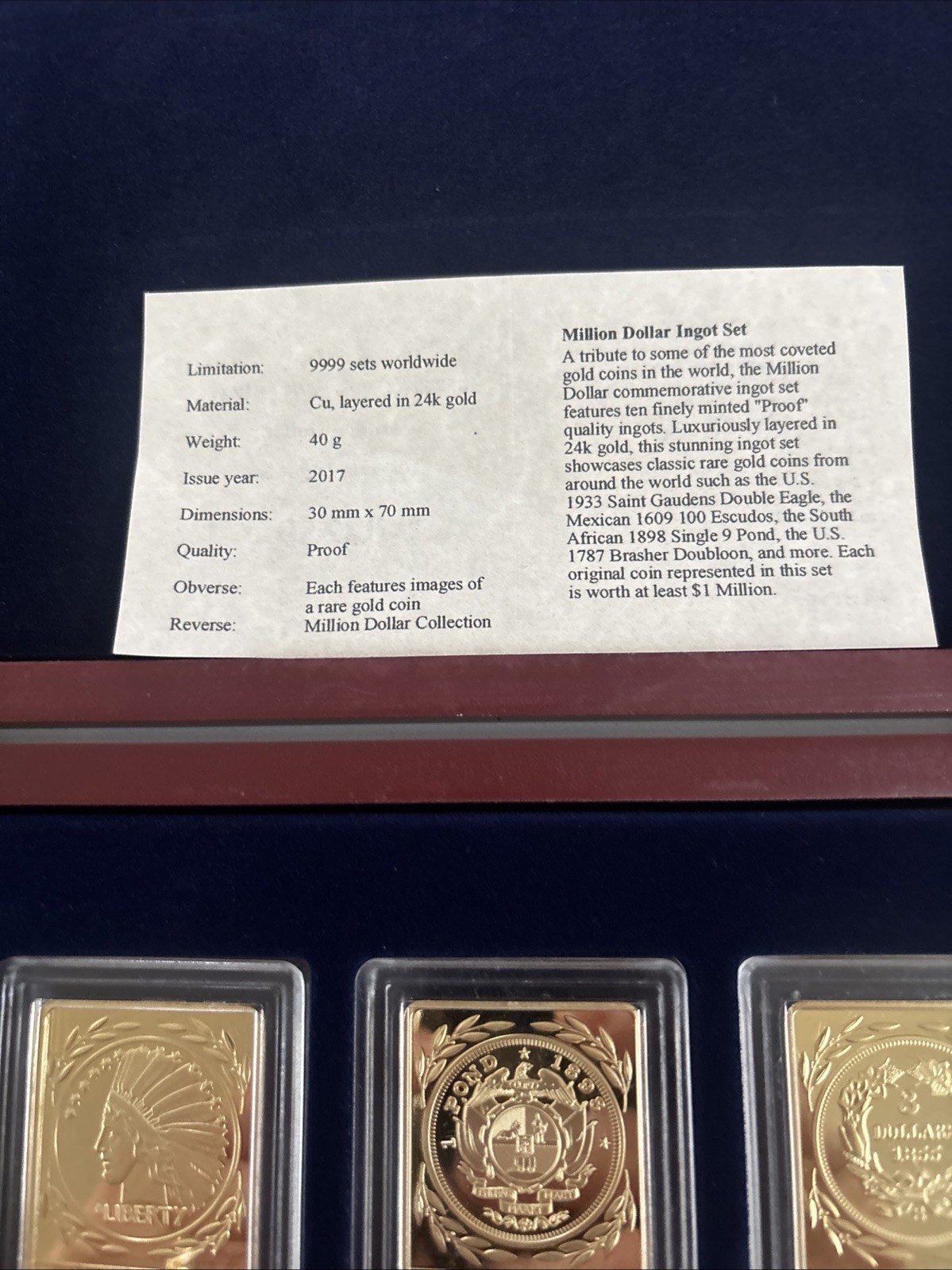 American Mint “Million Dollar 10-Piece Ingot Set