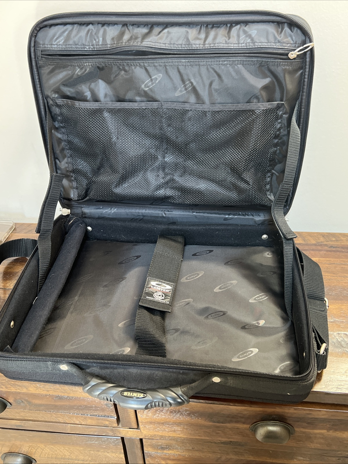 Kemyer Black Briefcase Carry On Handle Padded Strap Compartments Large