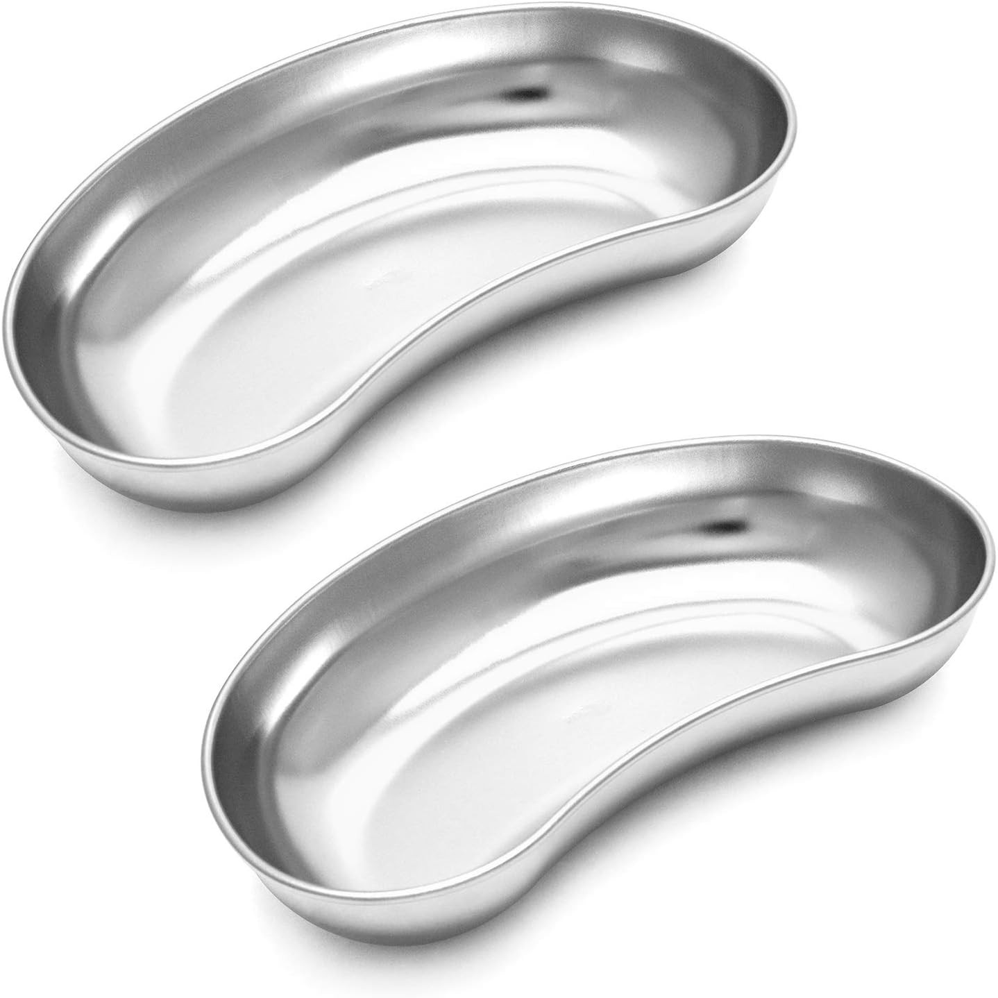 2Pcs 8" Stainless Steel Kidney Tray, Kidney Shaped Emesis Basin, Dental Lab Inst