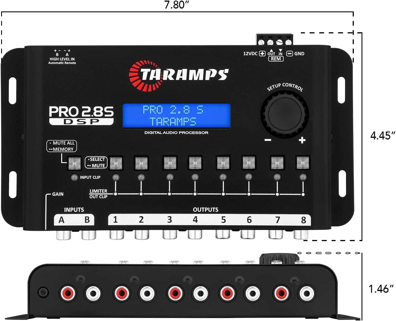 Pro 2.8S Black DSP Crossover Full Digital Signal Audio Processor and Equalizer w