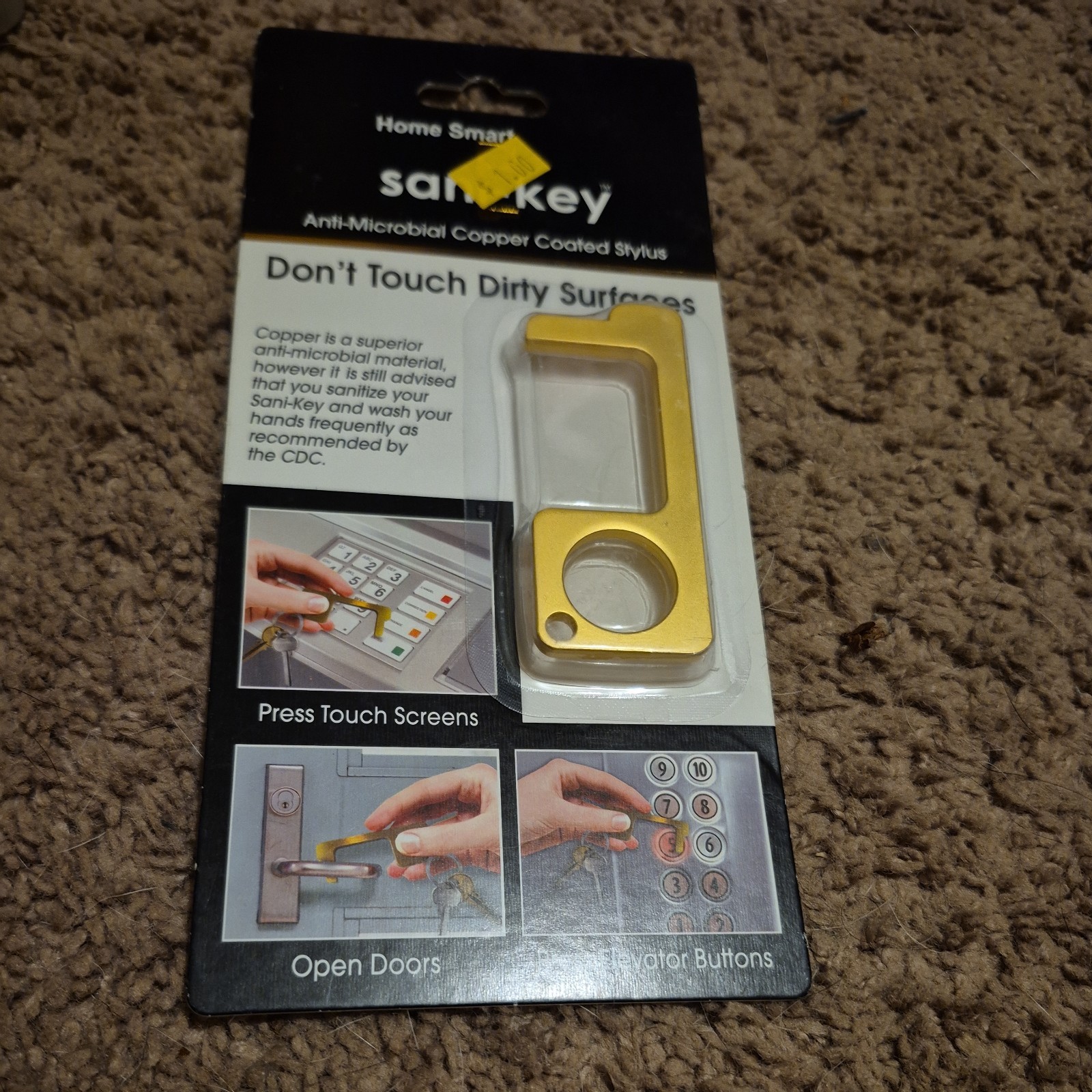 Sani-Key Anti-Microbial Copper Coated Stylus Home Smart New