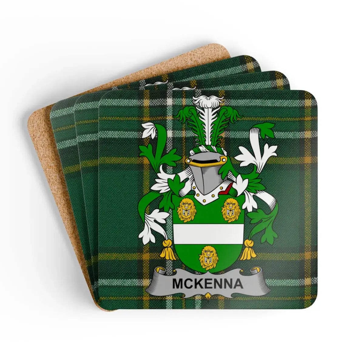McKenna Irish Family Crest Tartan Coaster Set