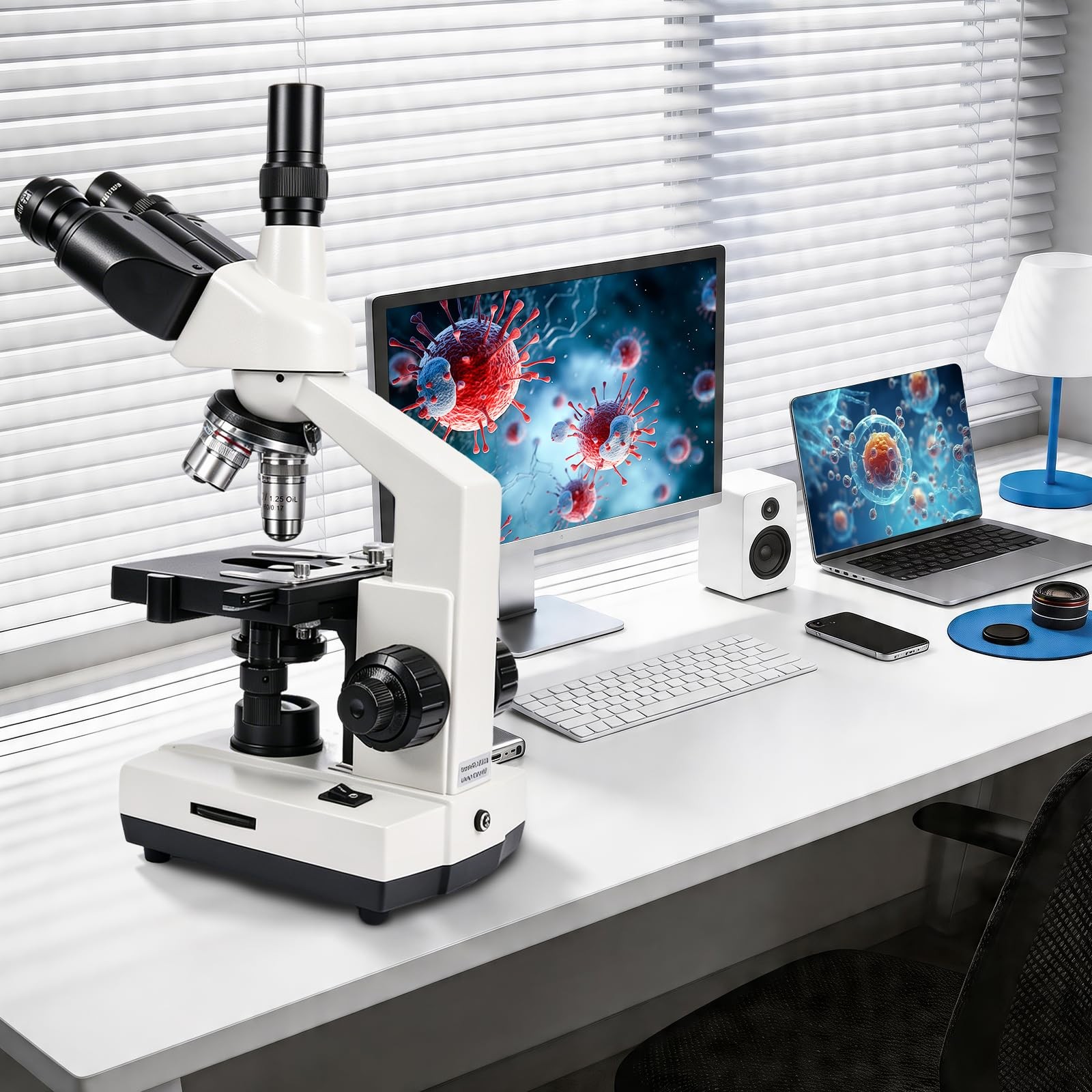 SWIFT SW320T 40X-5000X Trinocular Microscope with 2MP Camera, Black,White
