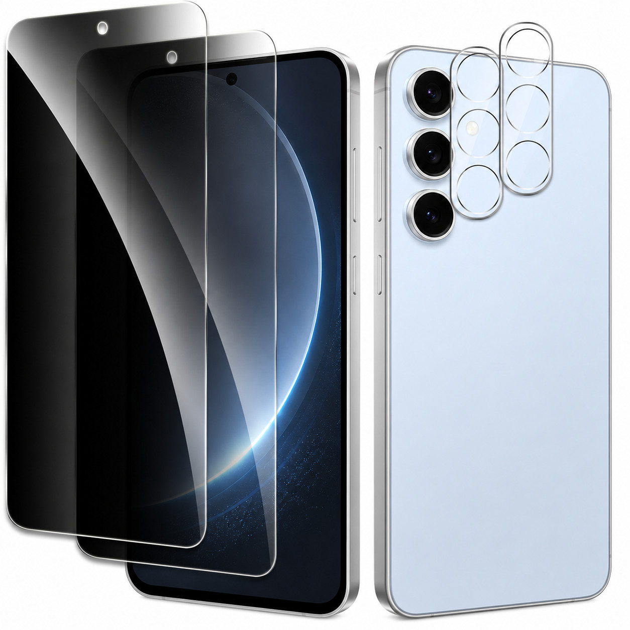 For Samsung Galaxy S24 FE Privacy 2 Screen Protector + 2 Camera Lens Protectors