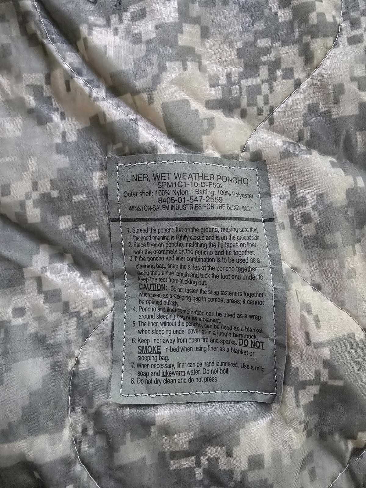 USGI ARMY ACU DIGITAL WET WEATHER PONCHO LINER WOOBIE BLANKET US MILITARY Mint
