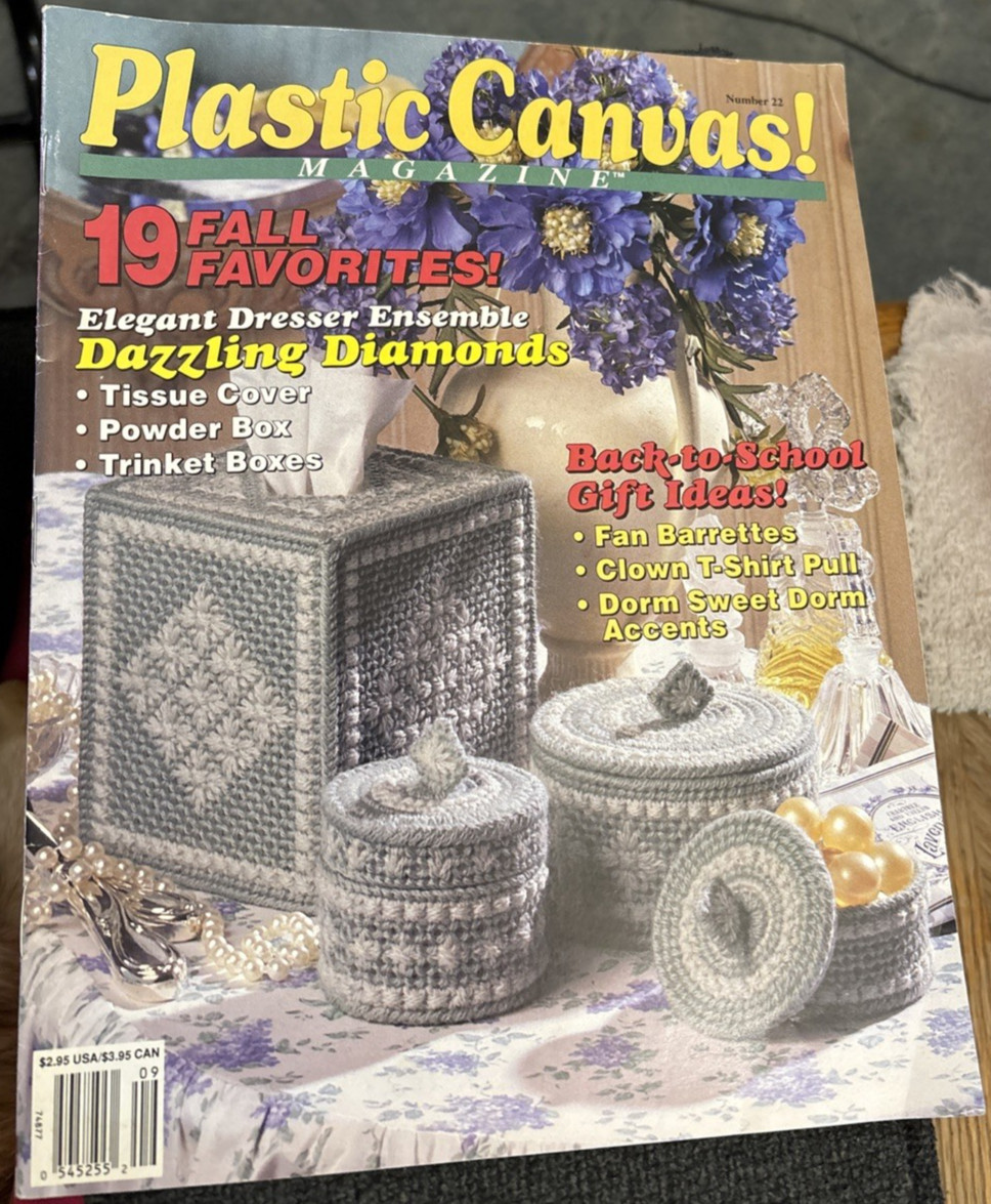 Vtg Rare Plastic Canvas! Mg. Pattern Bk Sept/Oct 1992, #22